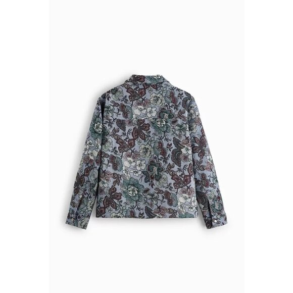 NWT ZARA Medium Blue Floral Tapestry Shacket - Picture 14 of 14